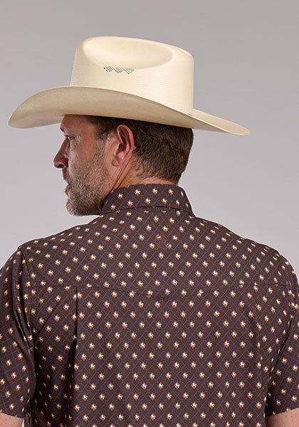 Roper Men's Western Argyle Short Sleeve Shirt - Brown