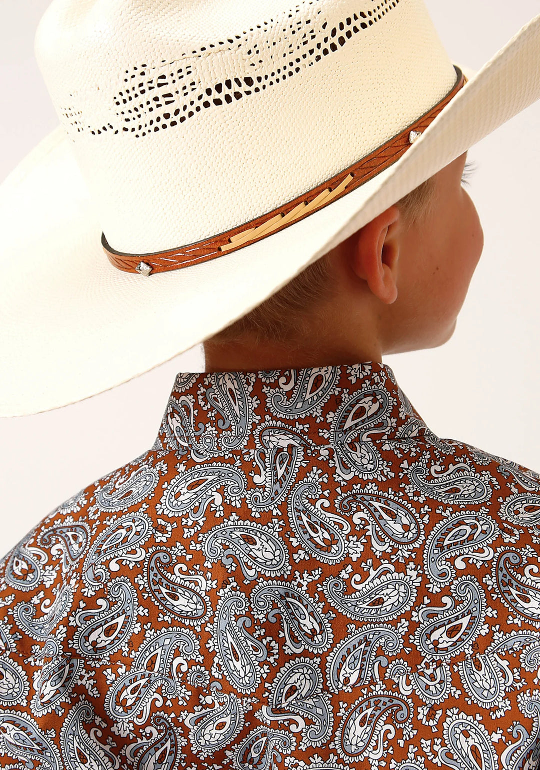 Roper Long Sleeve Snap Copper Spring Paisley Western Shirt