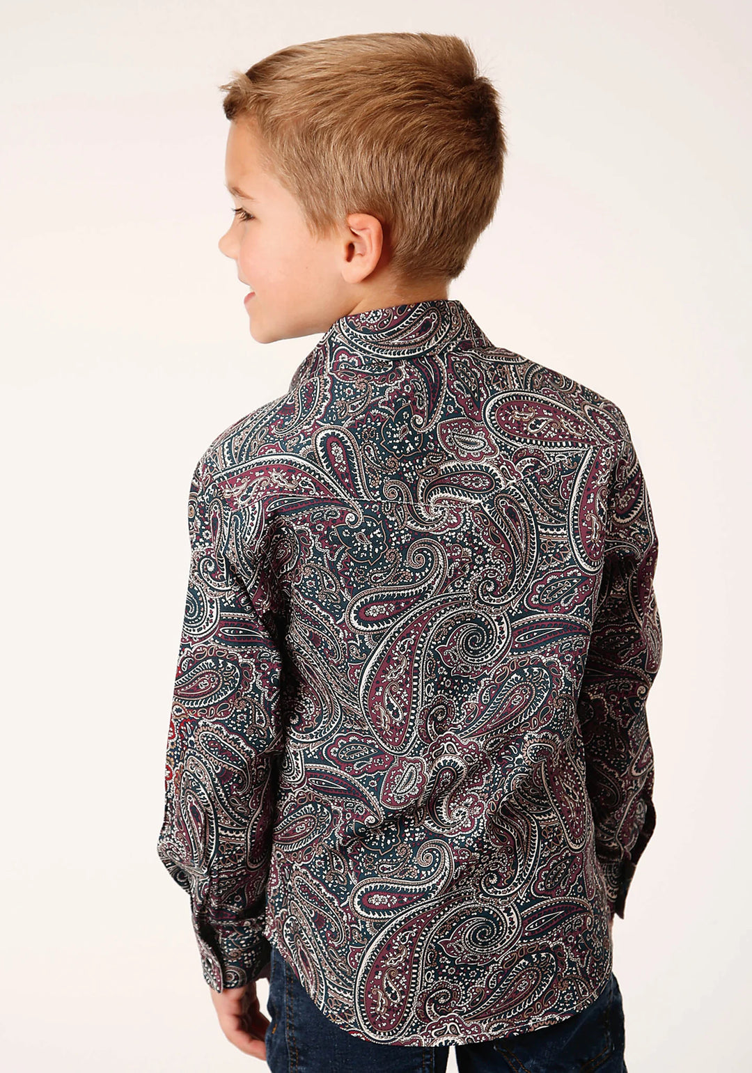 Roper Boys Long Sleeve Snap Old Time Paisley Western Shirt