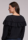 Roper Womens  Long Sleeve Shirt Solid V-Neck blouse- Black