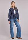 Roper Womens Outerwear Solid Denim Jacket-Blue