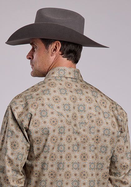 Stetson Men's Long Sleeve Gold Coin Medallion Snap Shirt