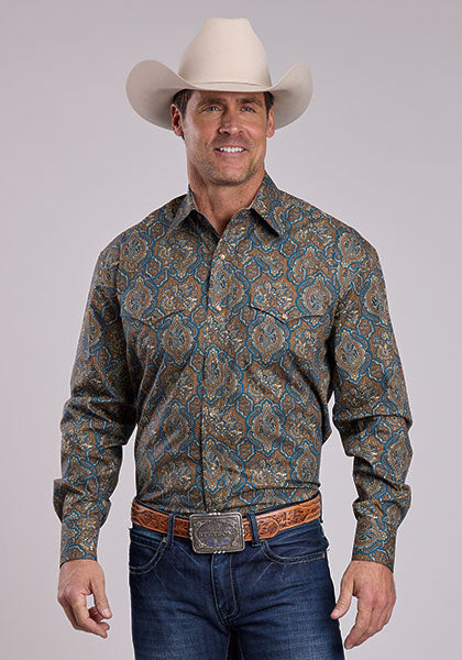 Stetson Men's Long Sleeve Vintage Medallion Paisley Snap Shirt