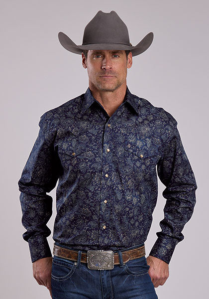 Stetson Men's Long Sleeve Midnight Sky Print Snap Shirt