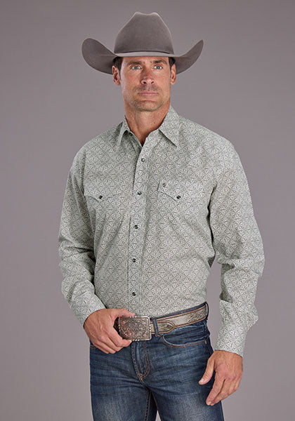 Stetson Men's Long Sleeve Pewter Filigree Snap Shirt