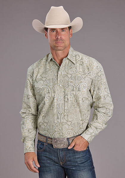 Stetson Men's Long Sleeve Sand Dollar Paisley Snap Shirt