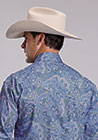 Roper Men's Long Sleeve Allover Print Snap Shirt - Blue