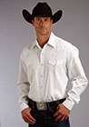 Stetson Men's Long Sleeve Solid White Poplin Snap Shirt