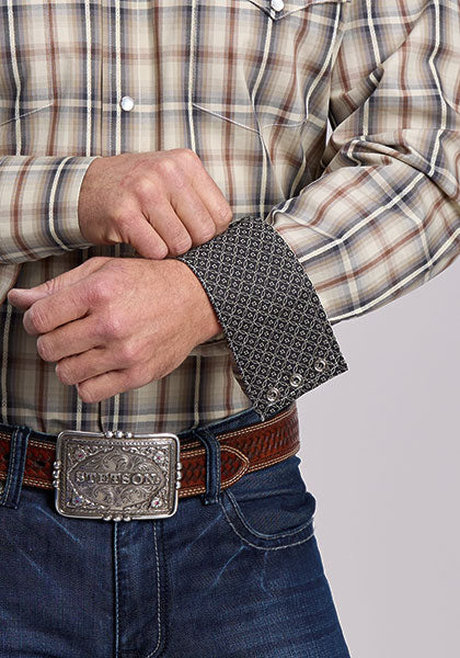 Stetson Men's Long Sleeve Winter Wheat Plaid Snap Shirt