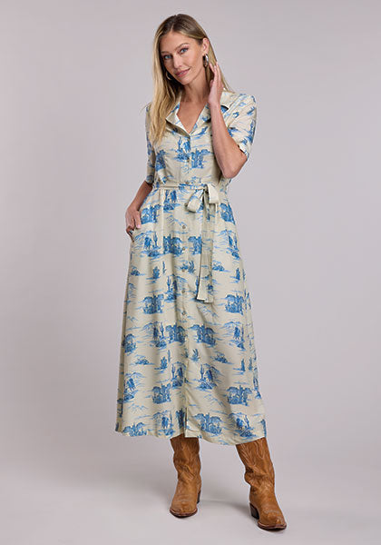 Stetson Woman Print Dress- White/Cream