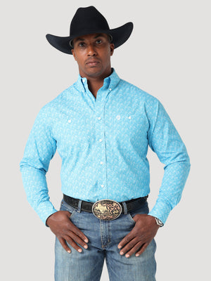Wrangler Men's George Straight Snap Shirt Blue