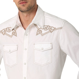 Rock 47 by Wrangler Men's Long Sleeve Shirt White / Cream Stitching