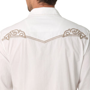 Rock 47 by Wrangler Men's Long Sleeve Shirt White / Cream Stitching
