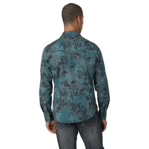 Rock 47 by Wrangler Men's Long Sleeve Shirt Floral Dark Turquoise