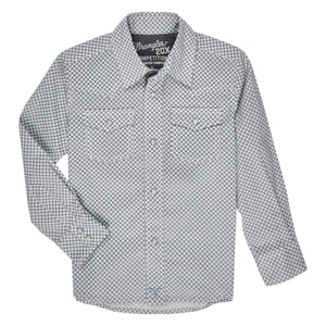Wrangler Boy's 20X Advanced Comfort Western Snap Shirt Blue/White