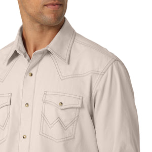 Wrangler Men's Retro Premium Denim Tan Snap Shirt