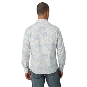 Wrangler Men's Retro Premium Light Blue / White Floral Snap Shirt
