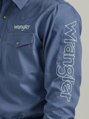 Wrangler Men's Classic Fit Blue Snap Solid Shirt