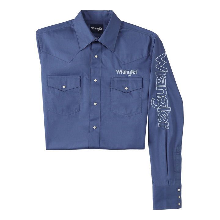 Wrangler Men's Classic Fit Blue Snap Solid Shirt