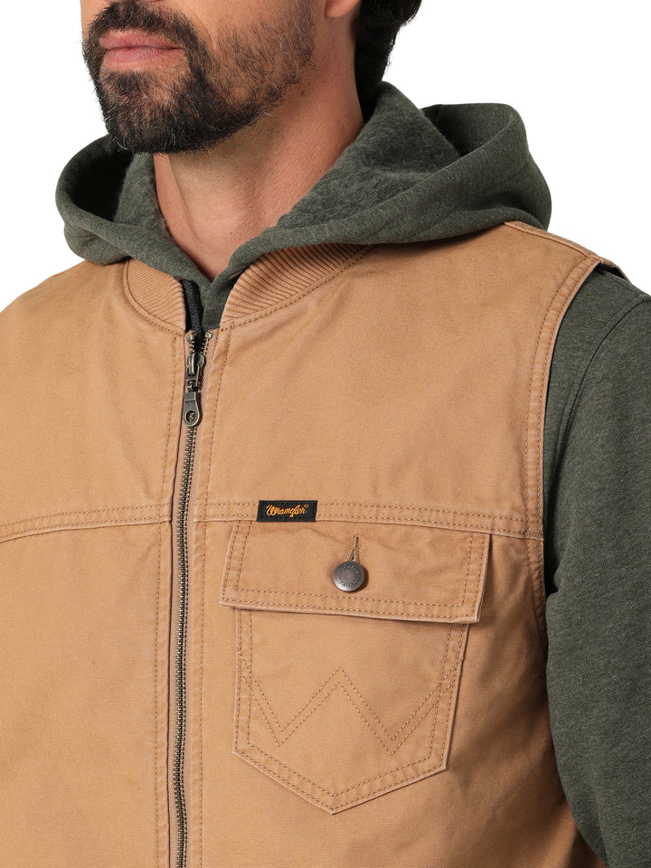 Wrangler Men's Tabacco Brown Quilt Lined Rancher Vest