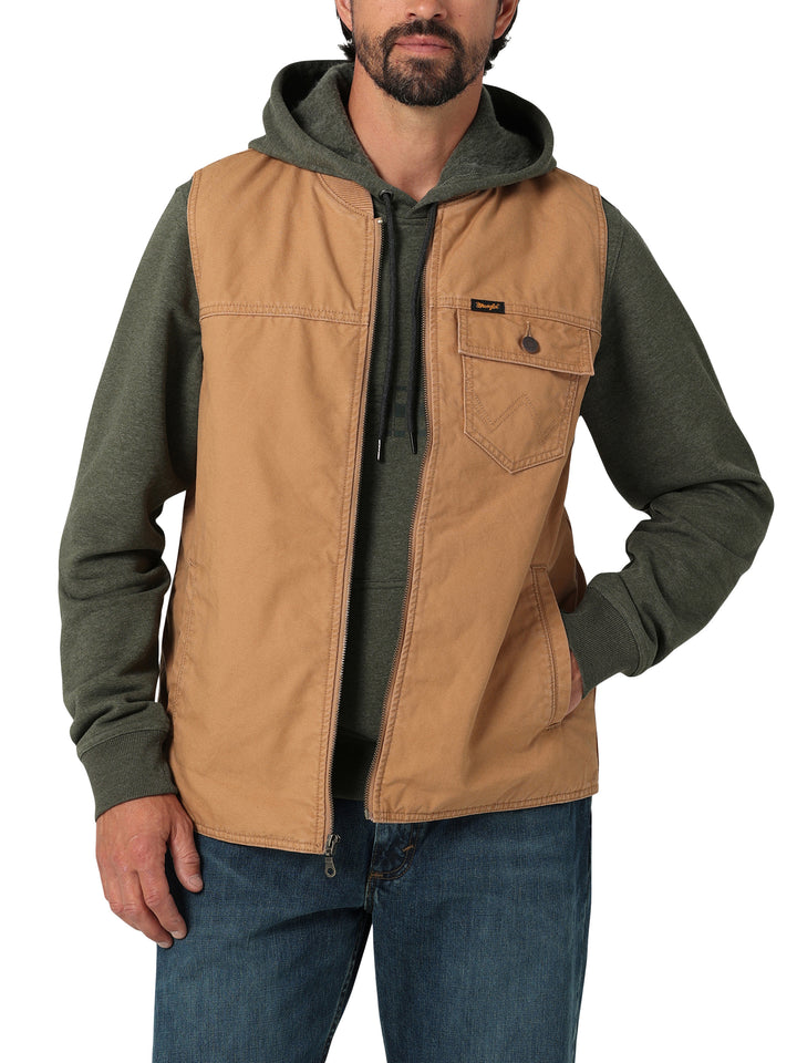 Wrangler Men's Tabacco Brown Quilt Lined Rancher Vest