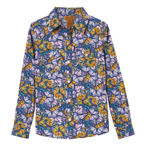 Wrangler Girl's Butterfly Print Western Snap Purple Multi Shirt