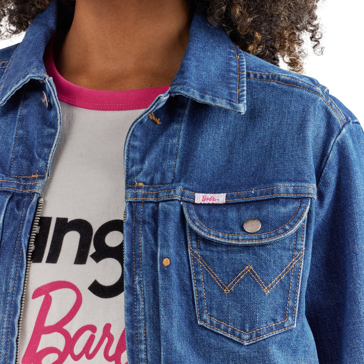 Wrangler x Barbie Zip Front Denim Jacket in Wrangler Blue