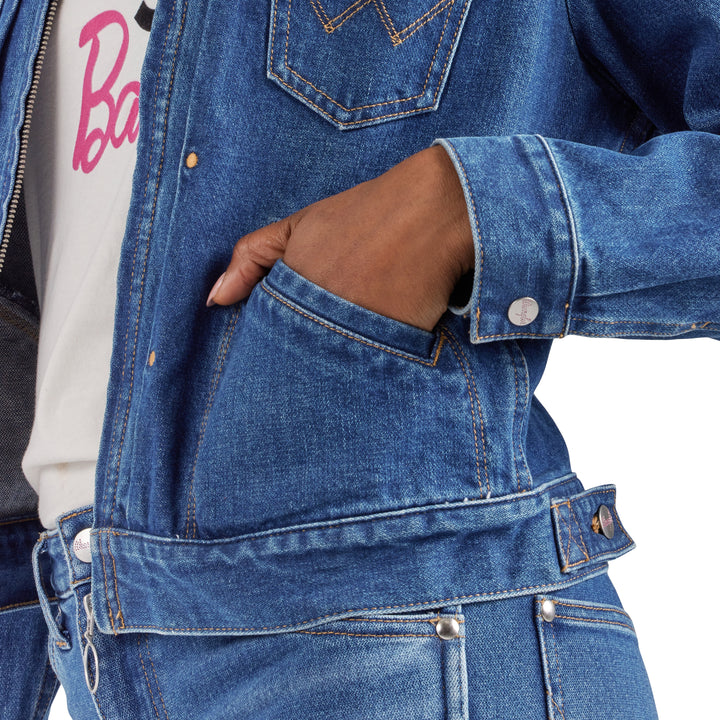 Wrangler x Barbie Zip Front Denim Jacket in Wrangler Blue