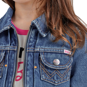 Wrangler x Barbie Girls' Zip Front Denim Jacket in Wrangler Blue