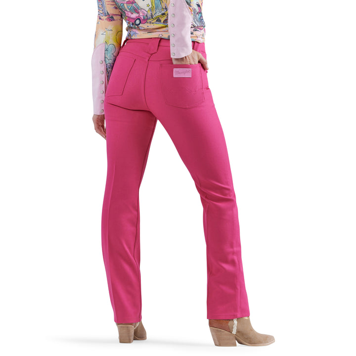 Wrangler X Barbie High Rise Wrancher Pant in Barbie Pink