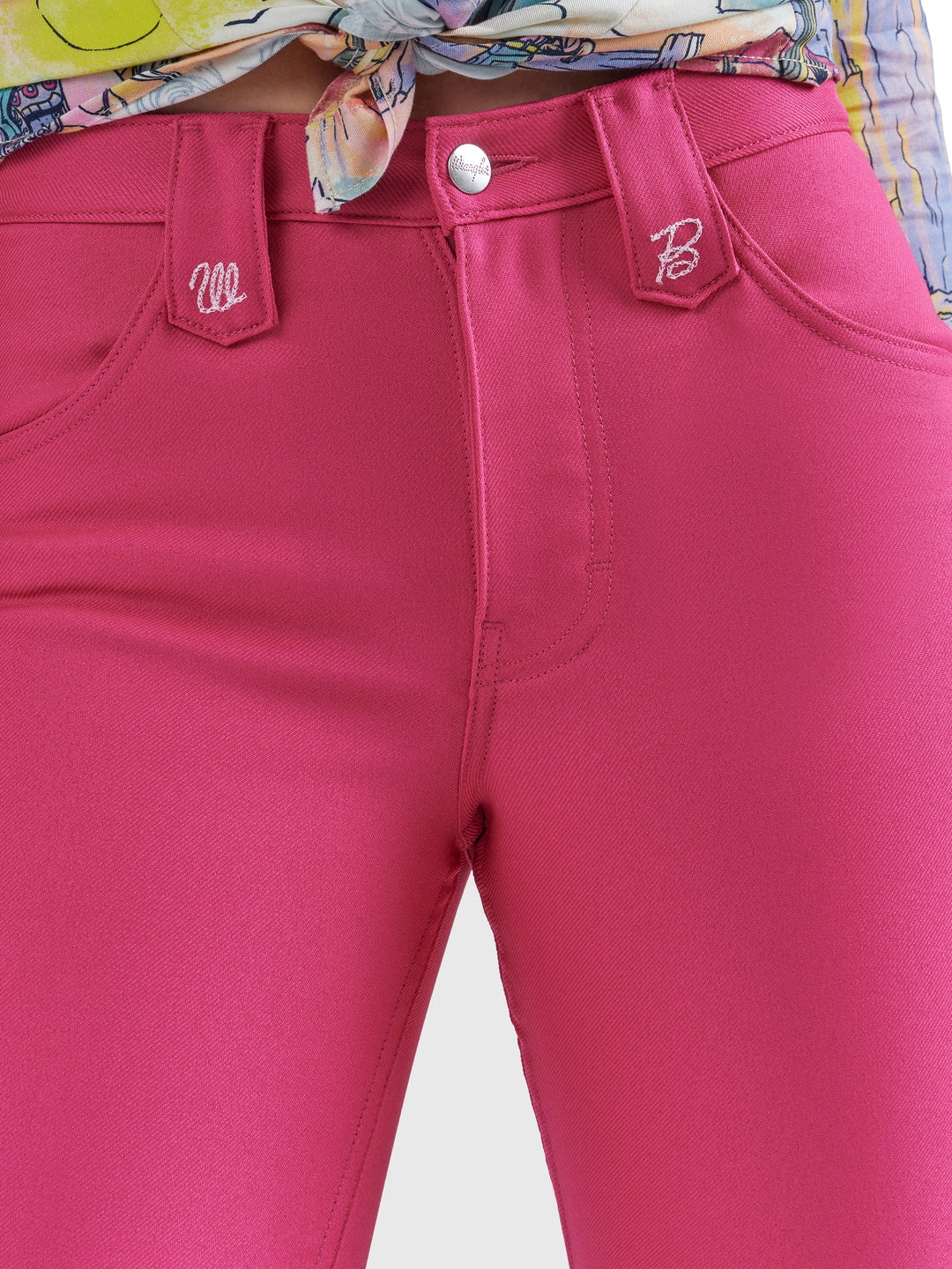 Wrangler X Barbie High Rise Wrancher Pant in Barbie Pink