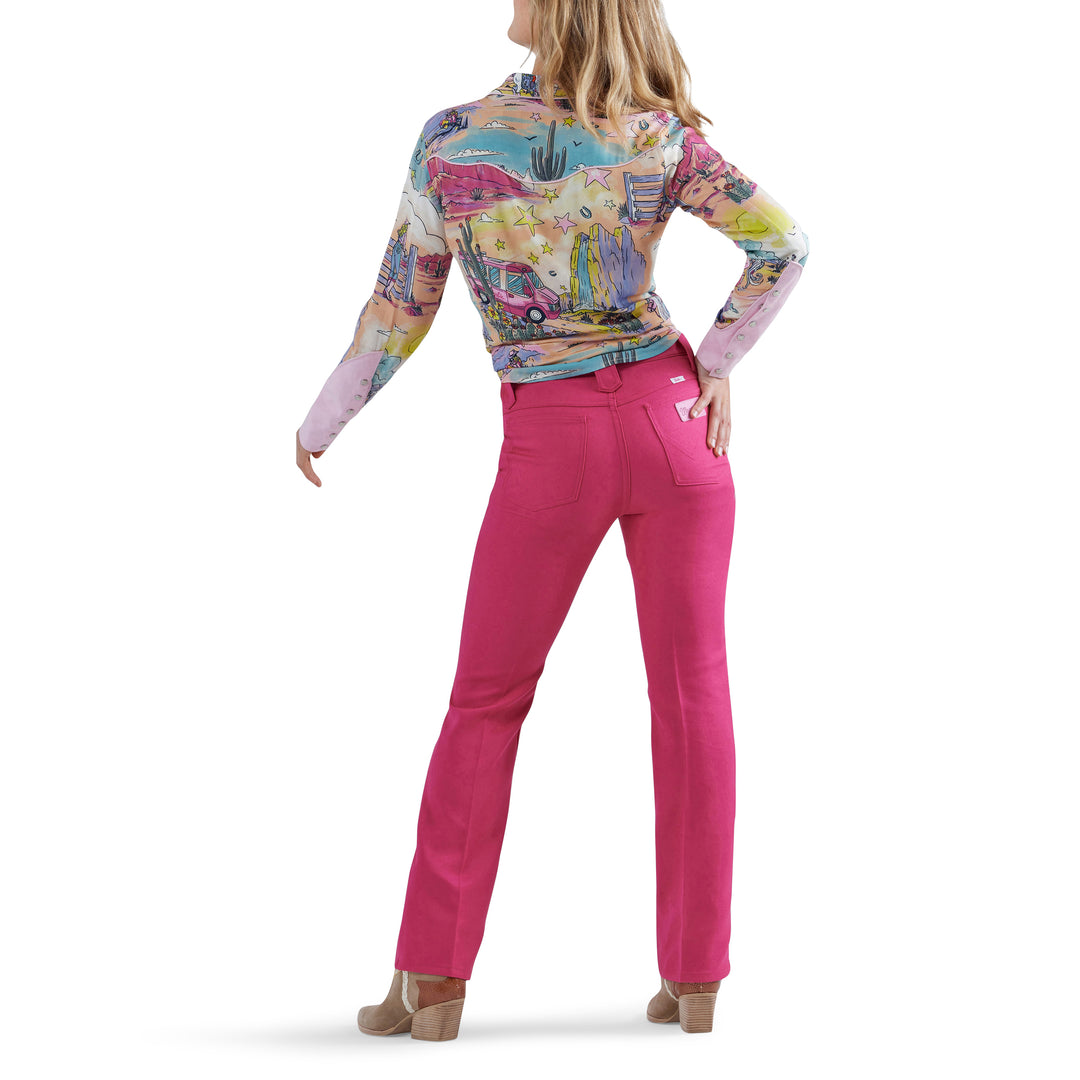 Wrangler X Barbie High Rise Wrancher Pant in Barbie Pink