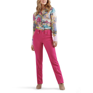 Wrangler X Barbie High Rise Wrancher Pant in Barbie Pink
