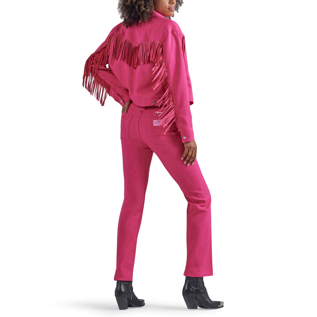 Wrangler X Barbie High Rise Wrancher Pant in Barbie Pink