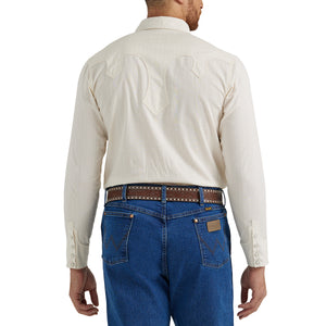 Wrangler Men's Rodeo Ben Western Snap Shirt Ivory Textured