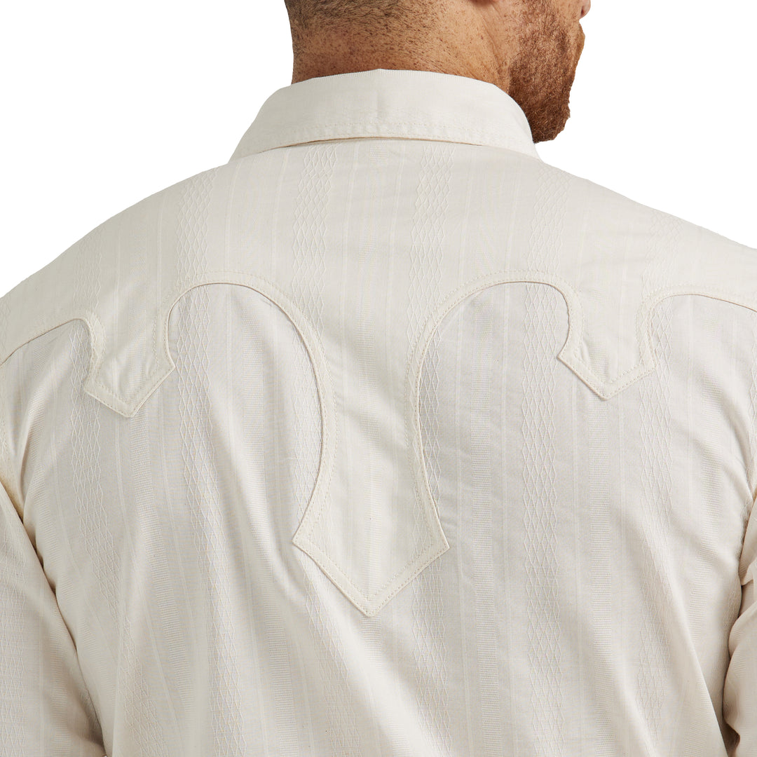Wrangler Men's Rodeo Ben Western Snap Shirt Ivory Textured Gavel Western Wear Wrangler Men's Rodeo Ben Western Snap Shirt Ivory Textured Gavel Western Wear