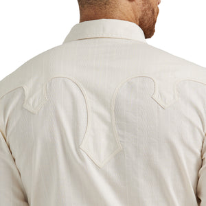 Wrangler Men's Rodeo Ben Western Snap Shirt Ivory Textured