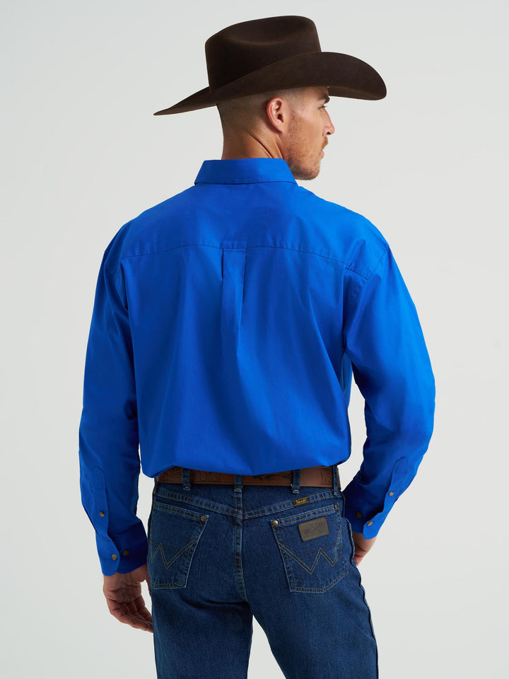 Wranglers Men's George Straight Relaxed Fit Long Sleeve - Blue