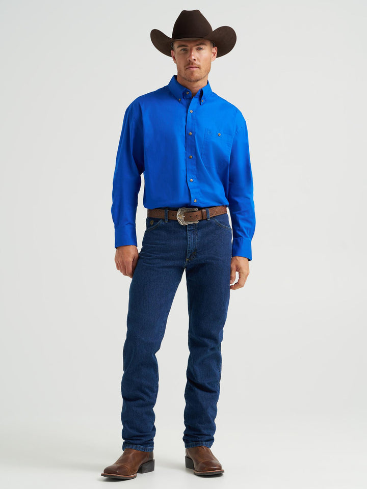 Wranglers Men's George Straight Relaxed Fit Long Sleeve - Blue