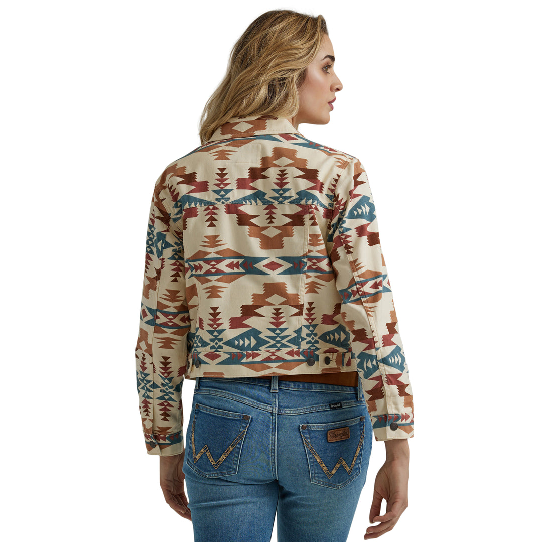 Wrangler Women's Western Arinted Boyfriend Jacket Aztec