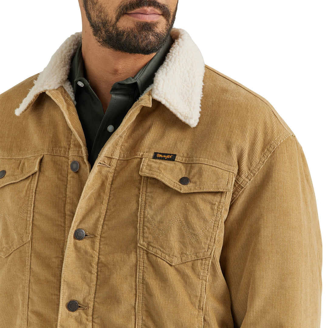 Wrangler Men's Sherpa Lined Corduroy Wheat Jacket