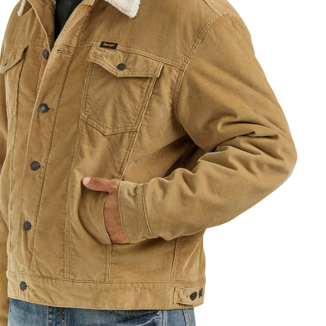 Wrangler Men's Sherpa Lined Corduroy Wheat Jacket