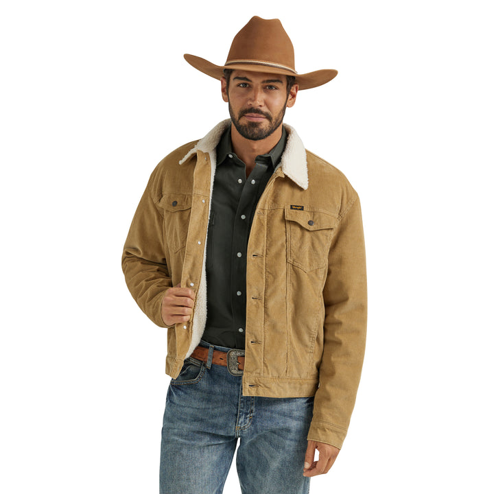 Wrangler Men's Sherpa Lined Corduroy Wheat Jacket