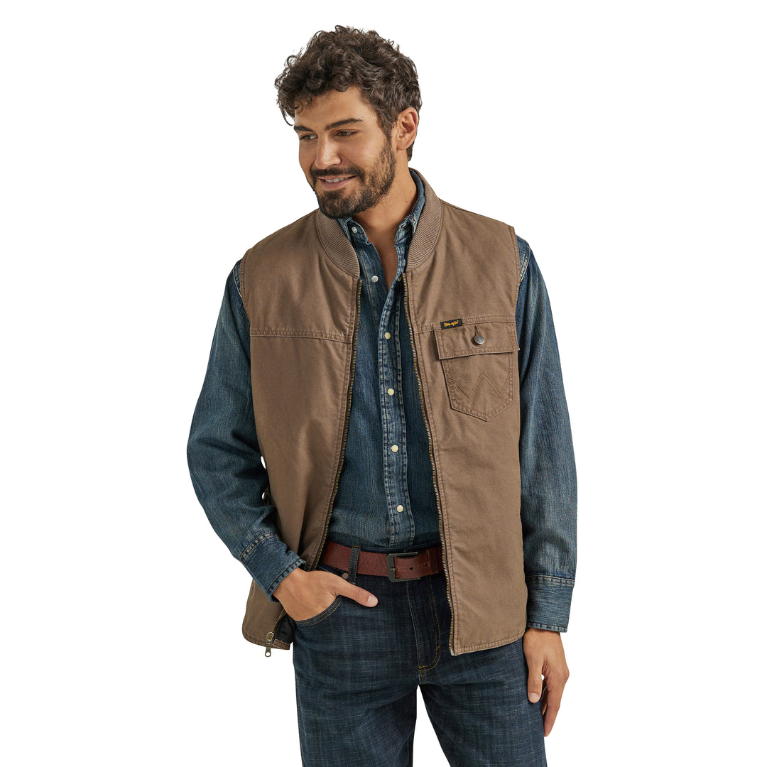Wrangler Men's Harvest Quilted Lined Zipper Vest Wrangler Men's Harvest Quilted Lined Zipper Vest