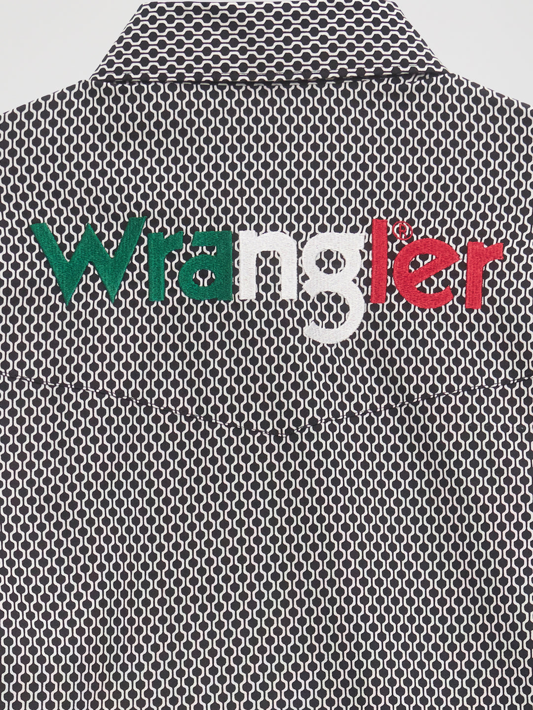 Wrangler Men's Classic Fit Tricolor Logo Button Down Black Shirt