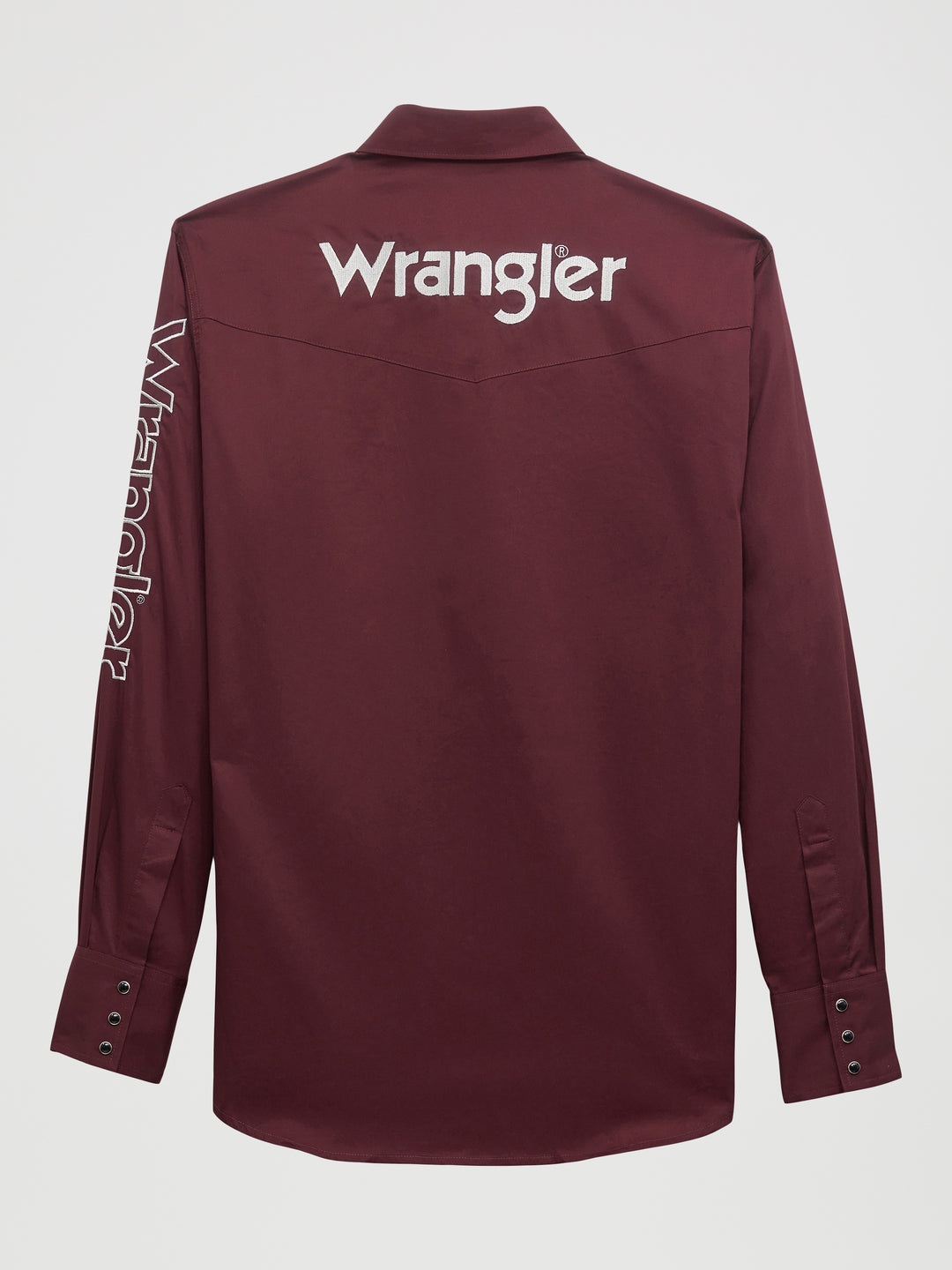 Wrangler Men's Classic Fit Silver Logo Button Down Wine Shirt