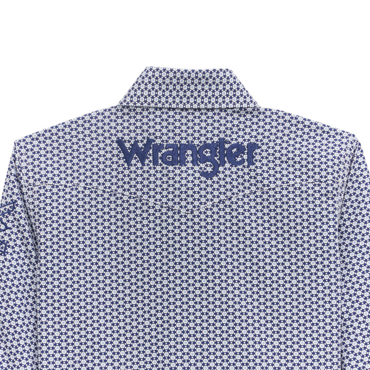 Wrangler Kid's Logo Blue Geometric Print Shirt