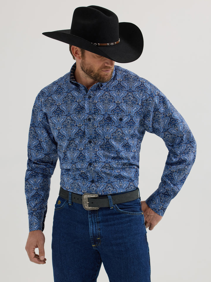 Wrangler Men's George Strait Collection Relaxed Fit Stretch Shirt