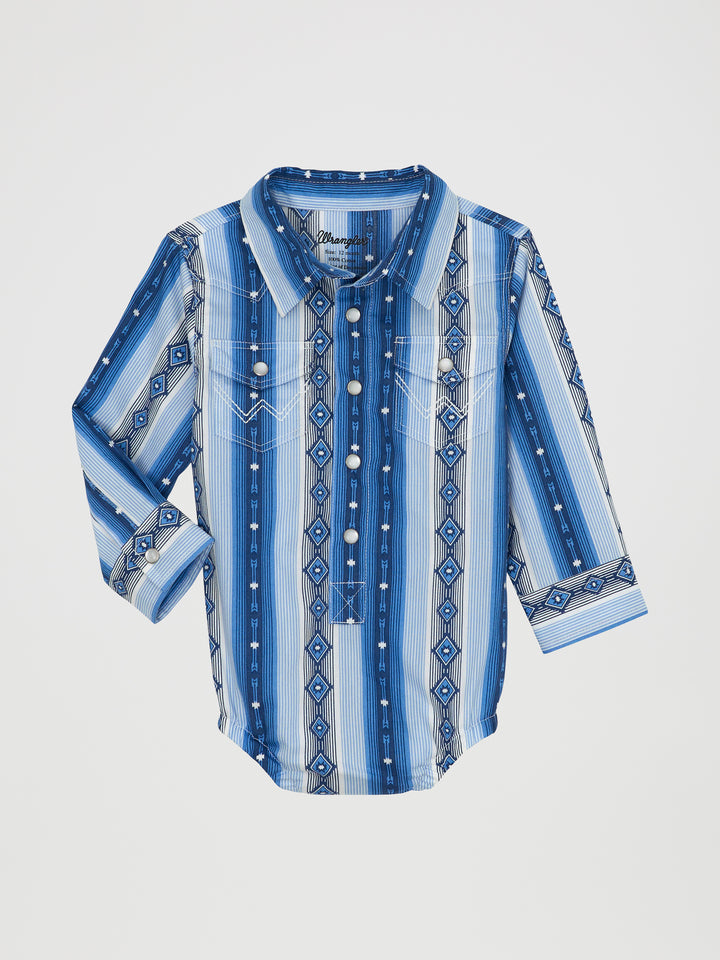 Wrangler Baby Boy's Long Sleeve Checotah Western Snap Bodysuit
