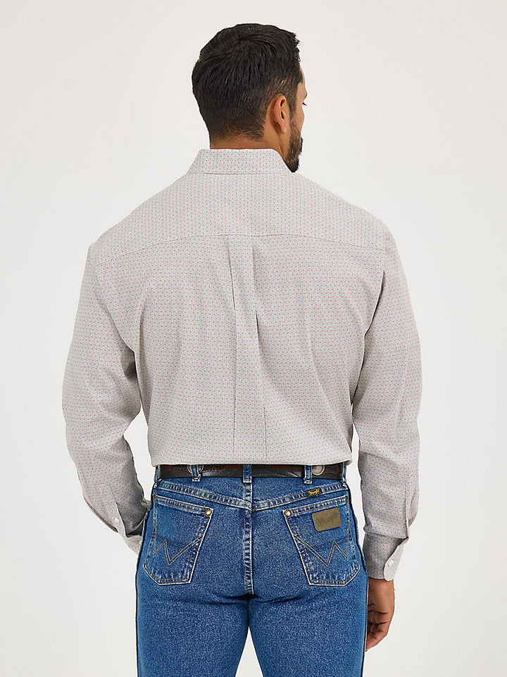 Wrangler Men's George Strait Collection Two Pocket Long Sleeve Shirt - Grey Fence